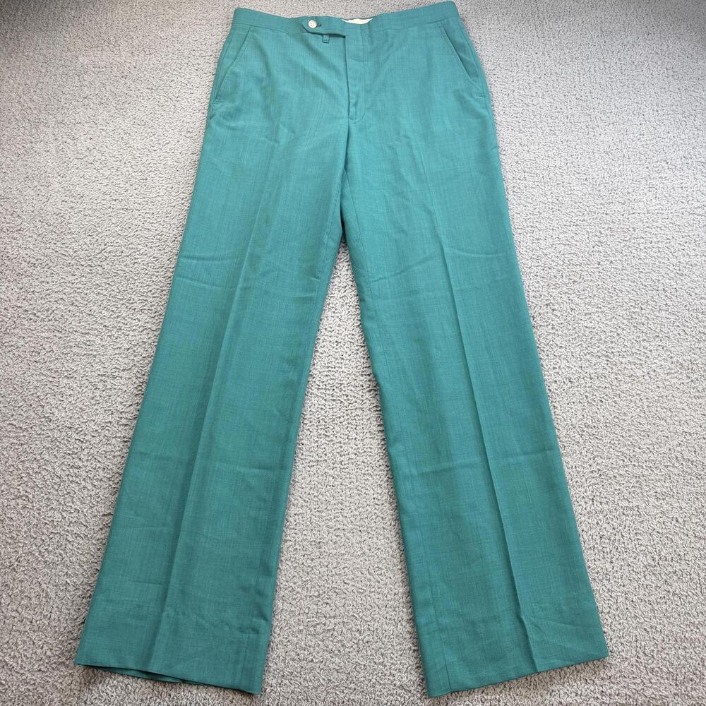 Vintage 80s Jack Nicklaus Hart Schaffner Marx Teal Dress Pants Golf Slacks USA‎